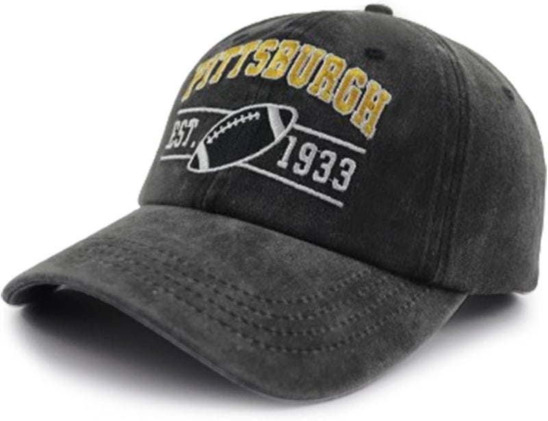 Terojnkl Embroidered City Football Hat for Men Women, Adjustable Unisex Cotton Fans Baseball Cap - Image 2